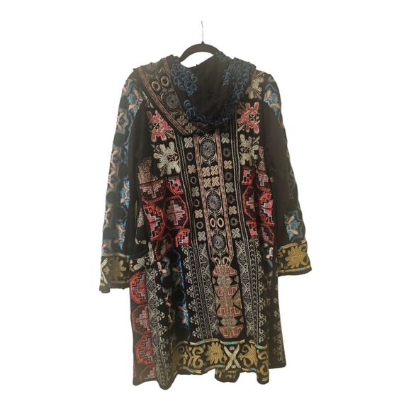 SOLD!! BIYA JOHNNY WAS Tulum Embroidered Hooded Duster Cardigan - Size XL - Picture 2 of 9